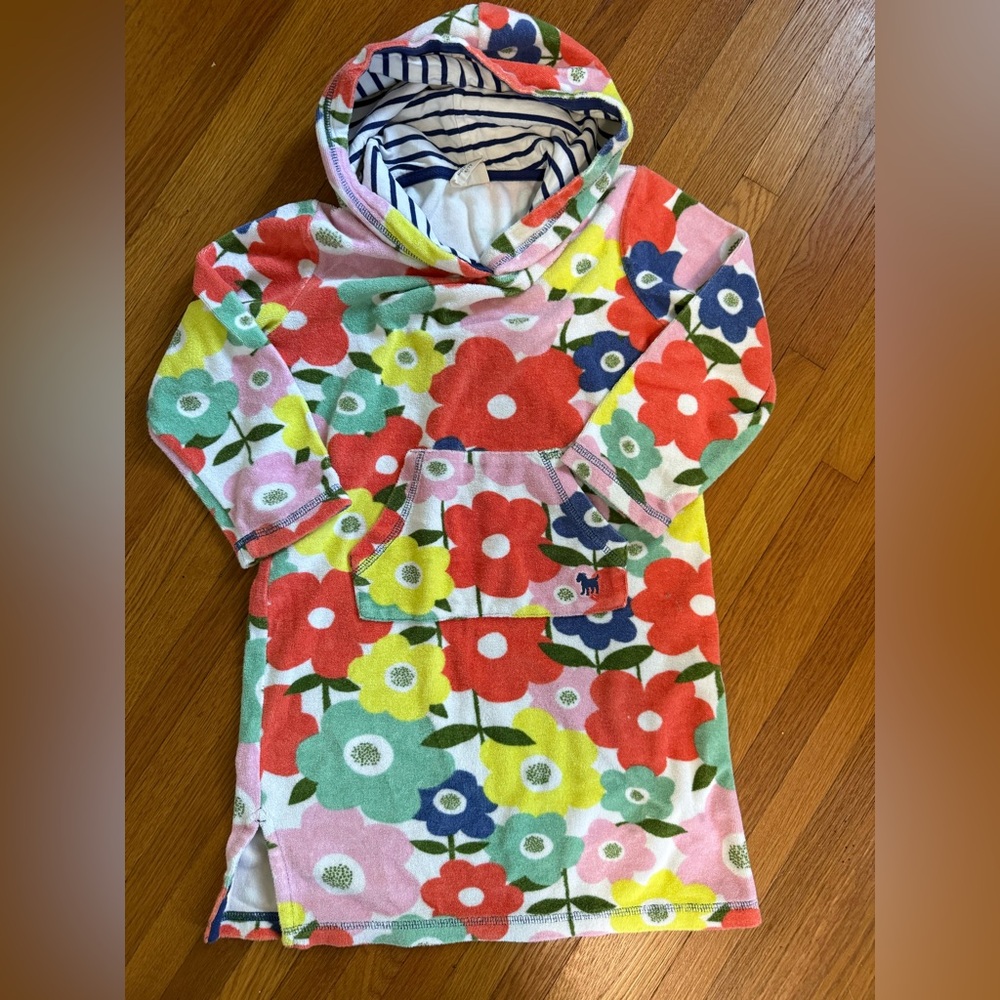 Mini Boden Floral Toweling Terry Swim Cover Up size 6-7